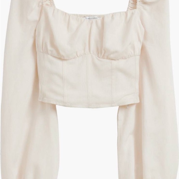 & Other Stories Cream Square-Neck Puff Sleeve Top - Picture 4 of 12